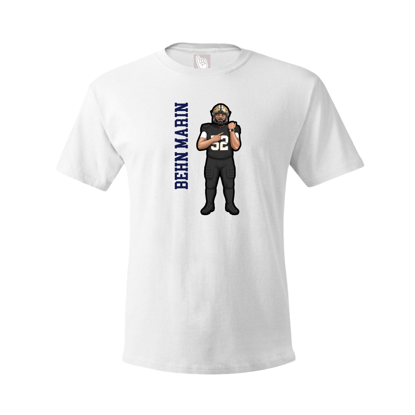 Youth Tee — Name Vertical in White