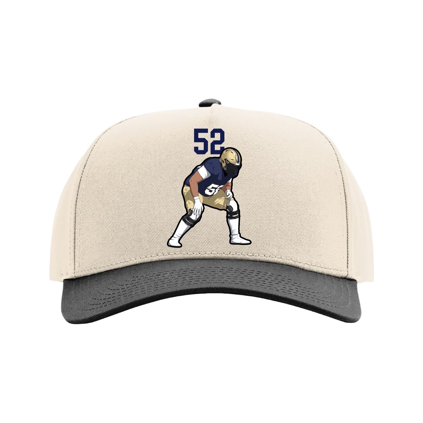 Full Fabric Five-Panel Champ Cap — Number Top in Cream/Black