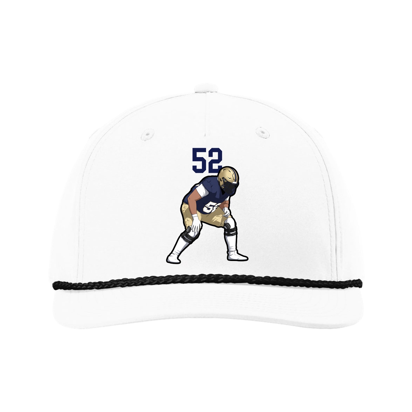 Five-Panel Classic Rope Cap — Number Top in White