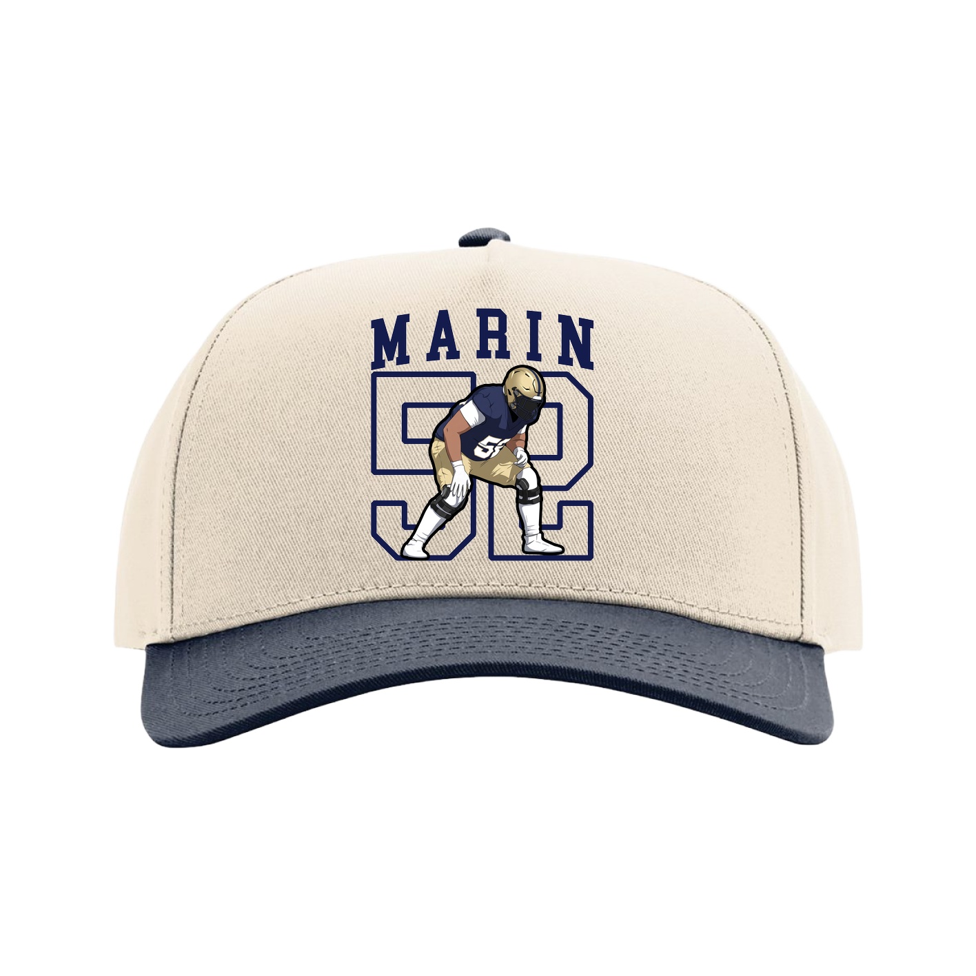 Full Fabric Five-Panel Champ Cap — Shirsey in Cream/Navy