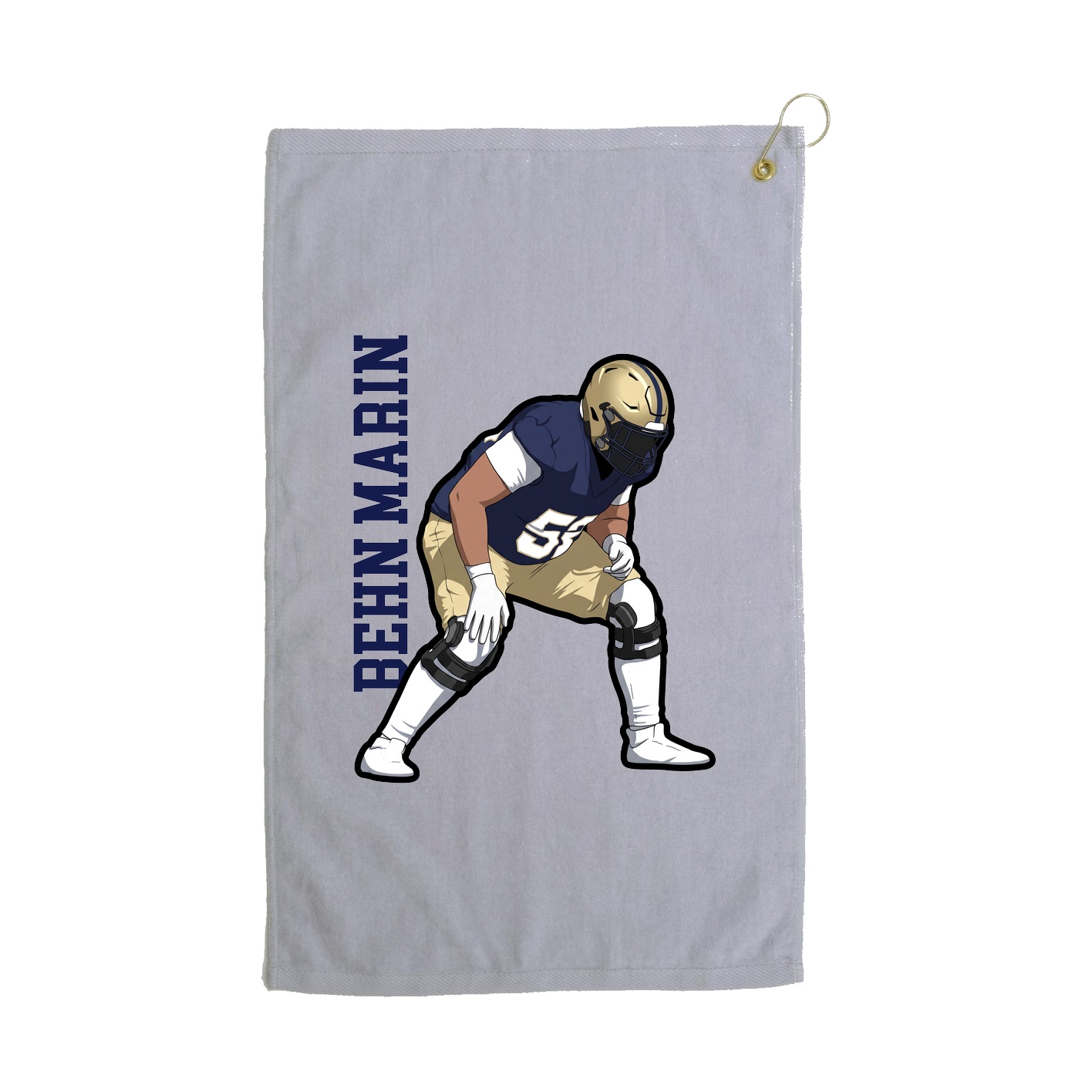 Golf Towel — Name Vertical in Grey