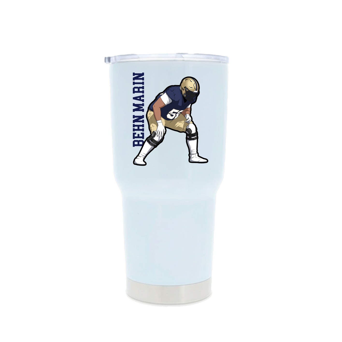 30oz Stainless Steel Tumbler — Name Vertical in White