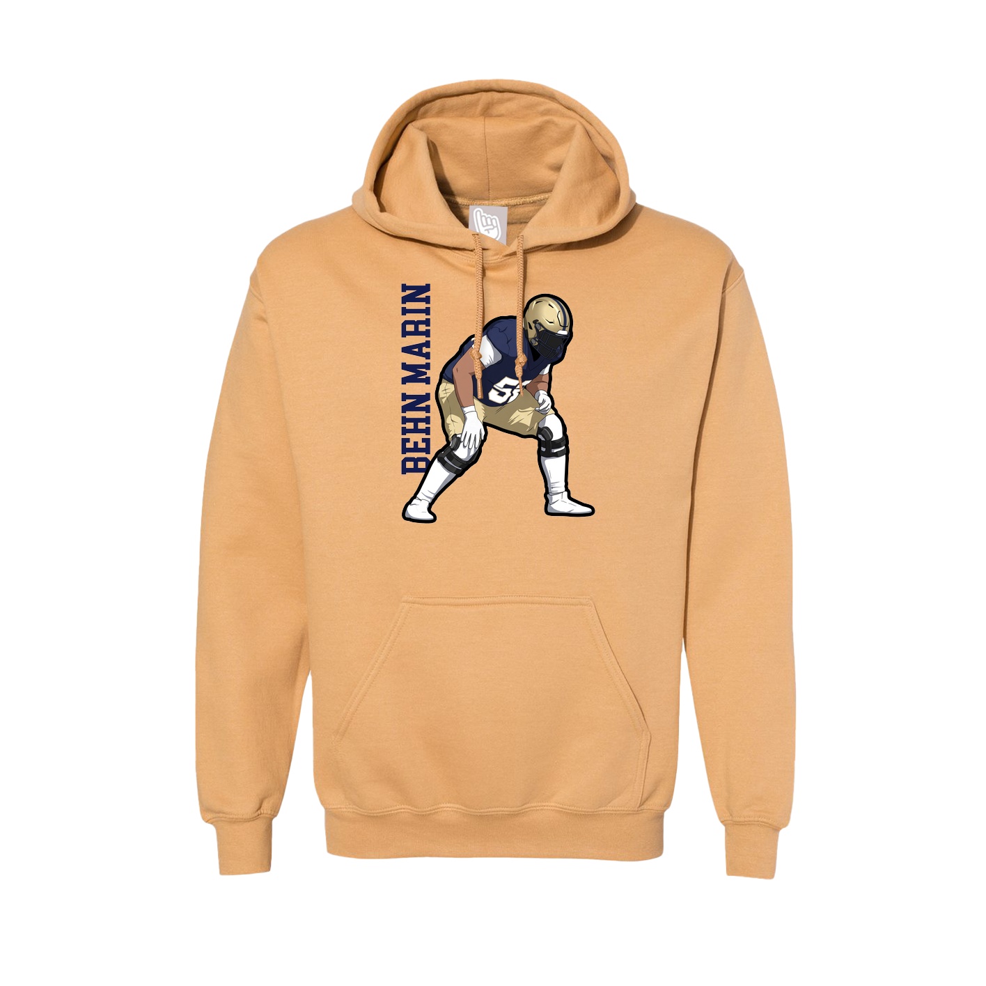 Hoodie — Name Vertical in Vegas Gold