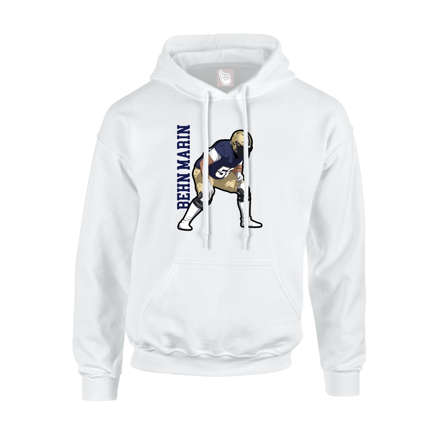 Youth Hoodie — Name Vertical in White