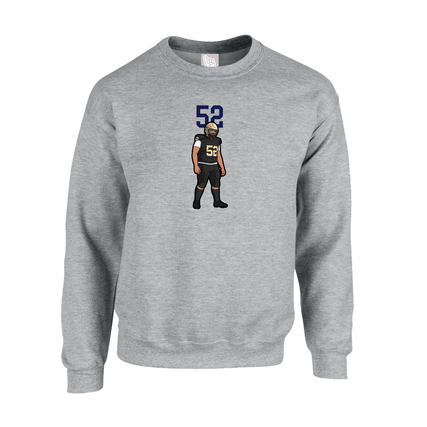 Fleece Crew — Number Top in Grey