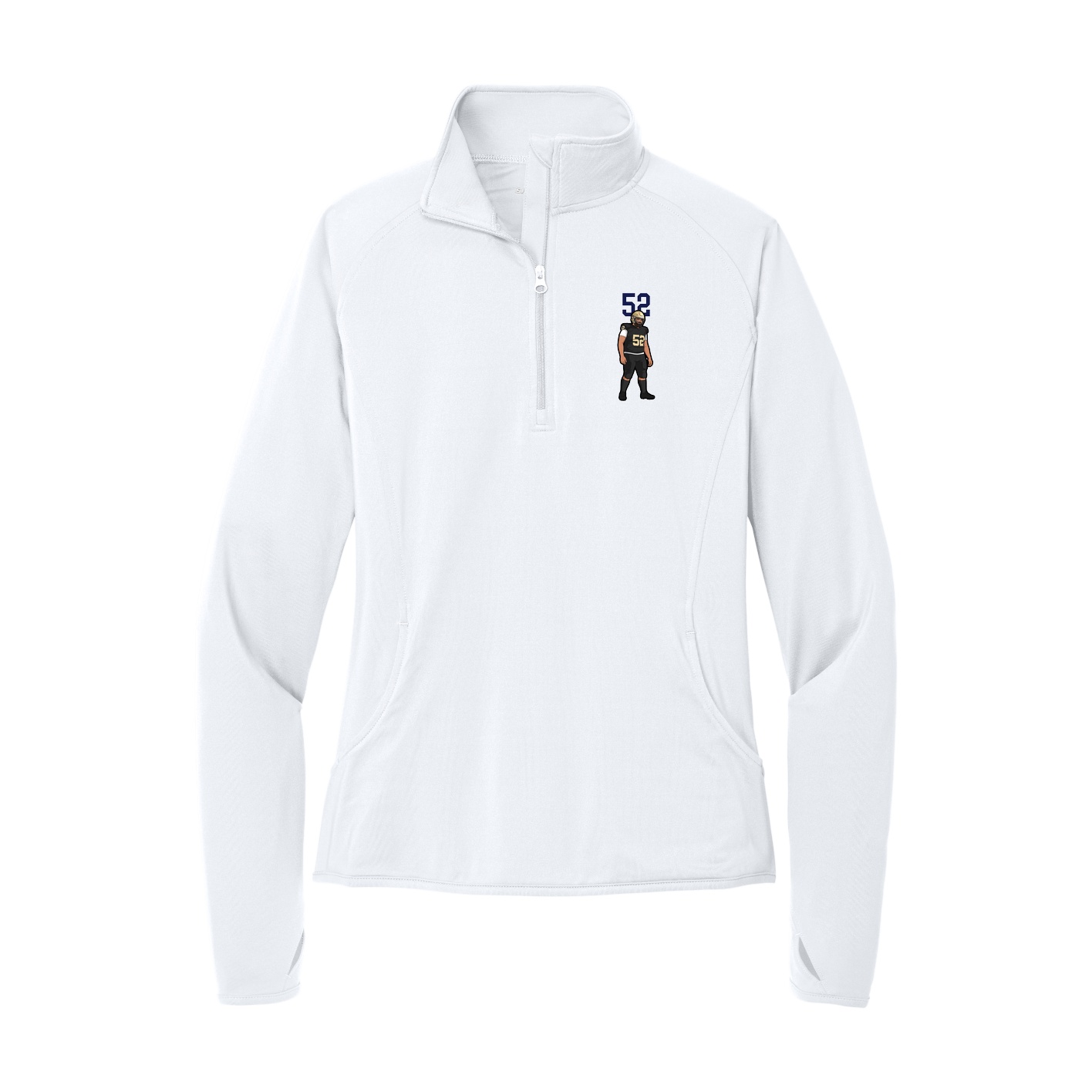 Women's Q-Zip Pullover — Number Top in White