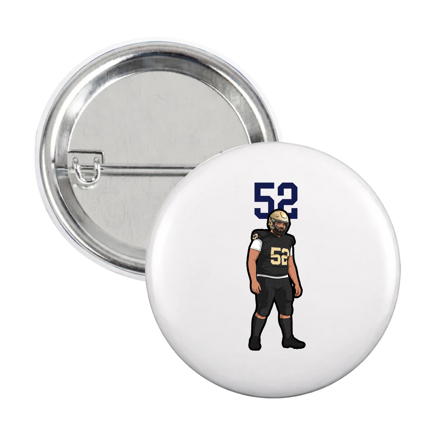 Game Day Button — Number Top in White