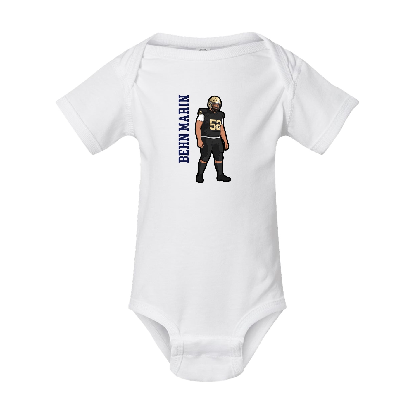 Baby Onesie — Name Vertical in White