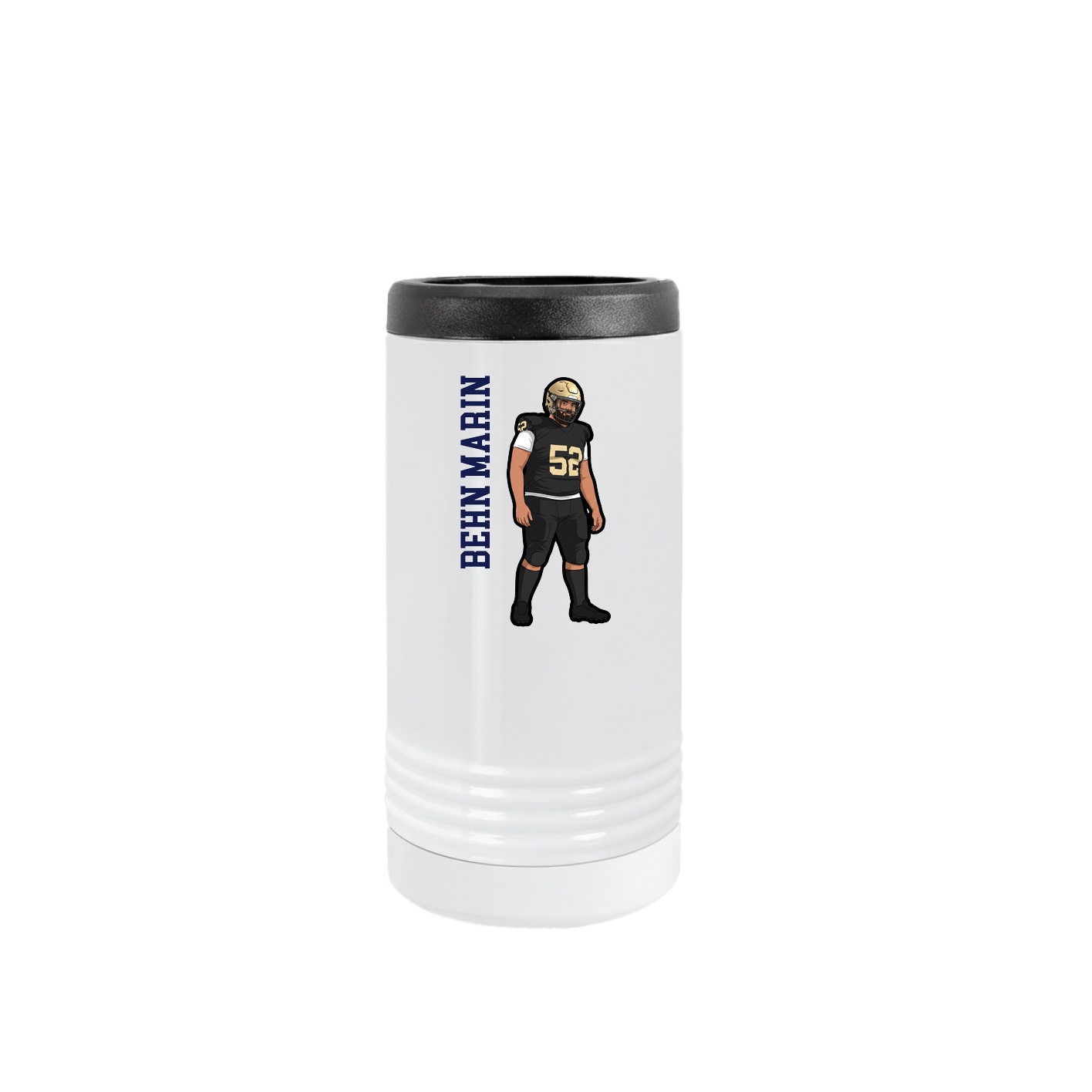 Slim Beverage Holder — Name Vertical in White
