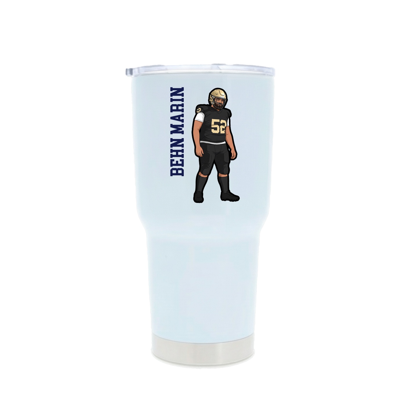 30oz Stainless Steel Tumbler — Name Vertical in White
