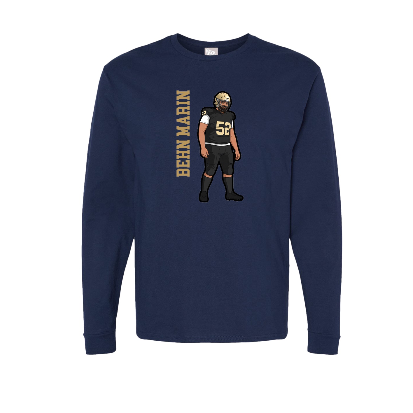 Long Sleeve Tee — Name Vertical in Navy