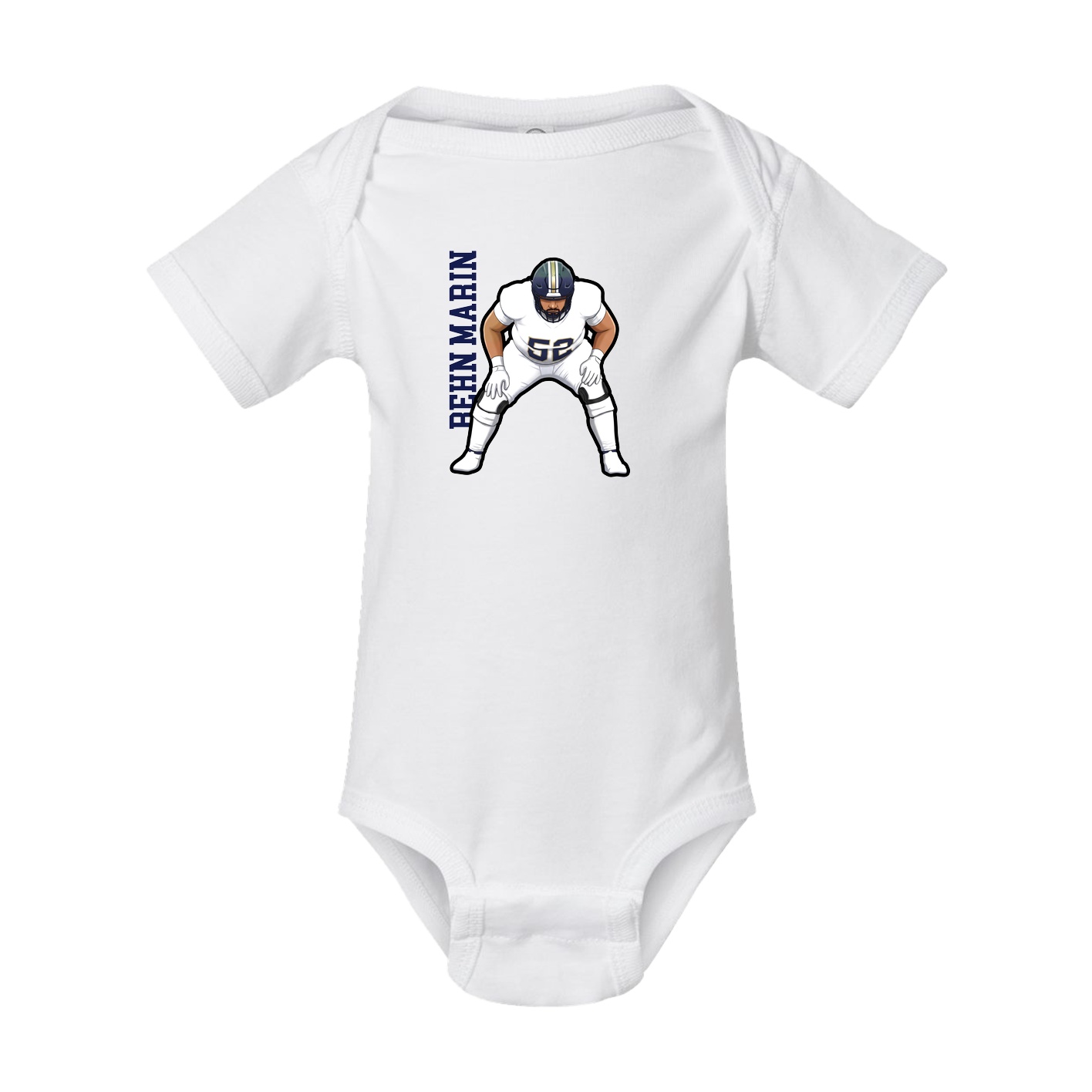 Baby Onesie — Name Vertical in White