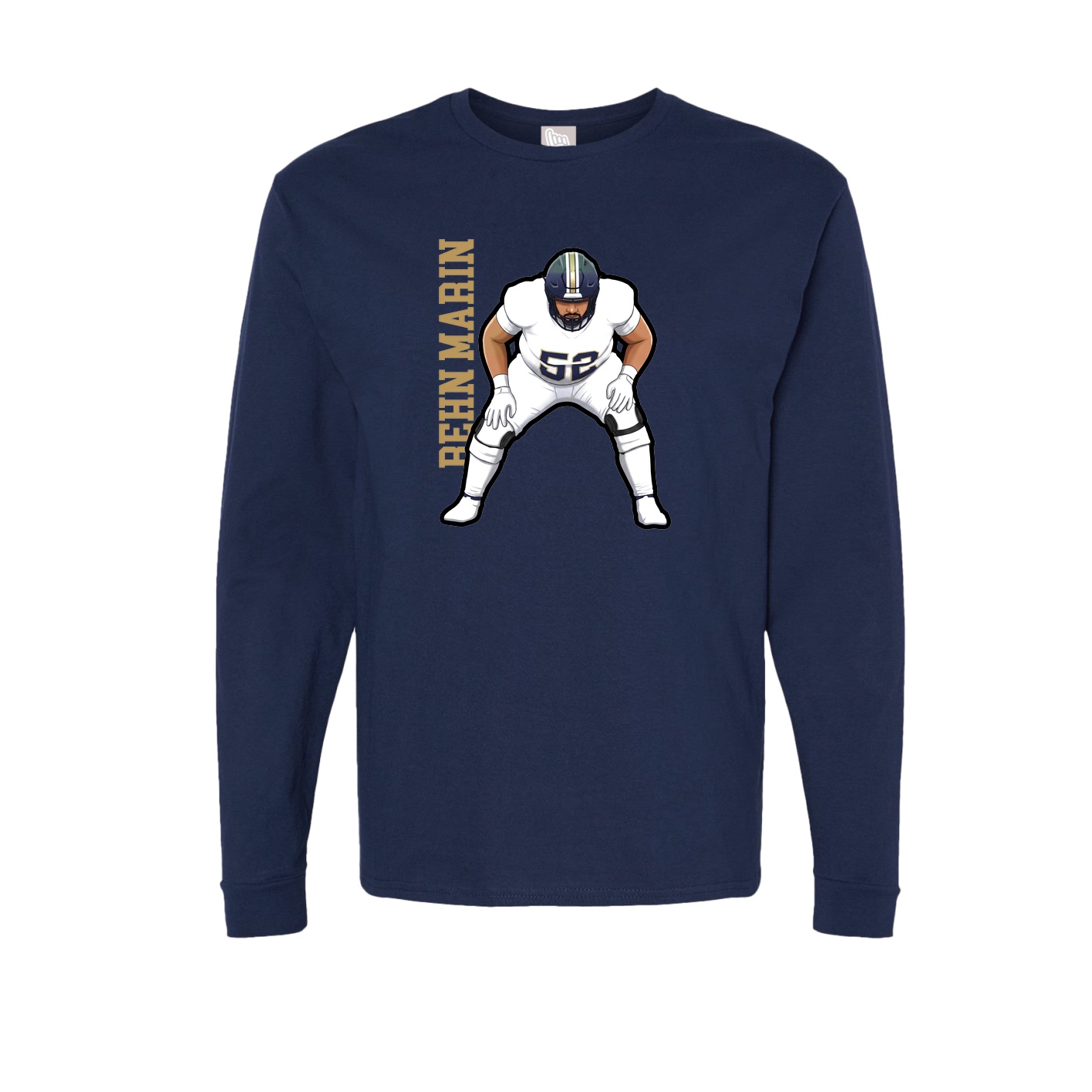 Long Sleeve Tee — Name Vertical in Navy