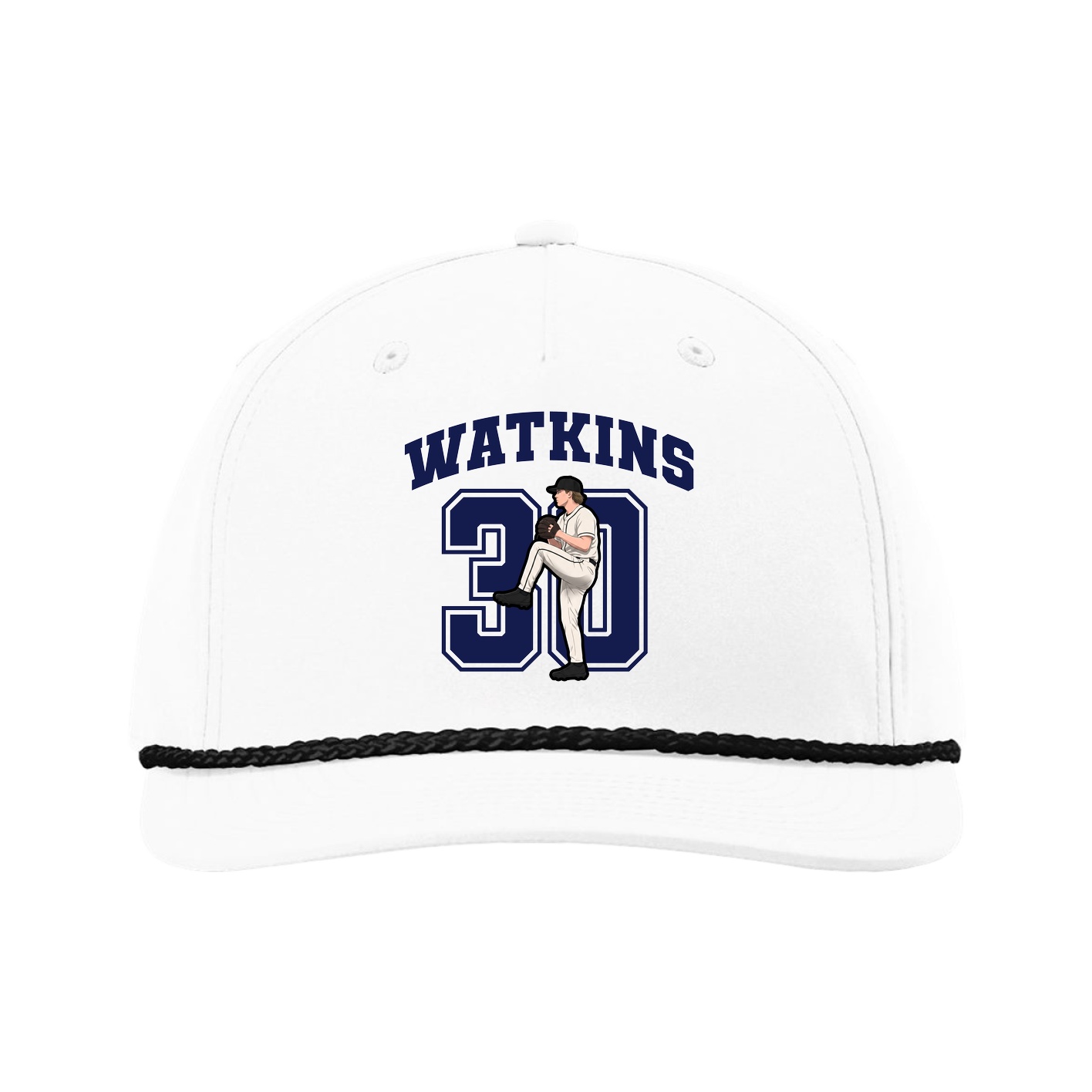 Five-Panel Classic Rope Cap — Number in White