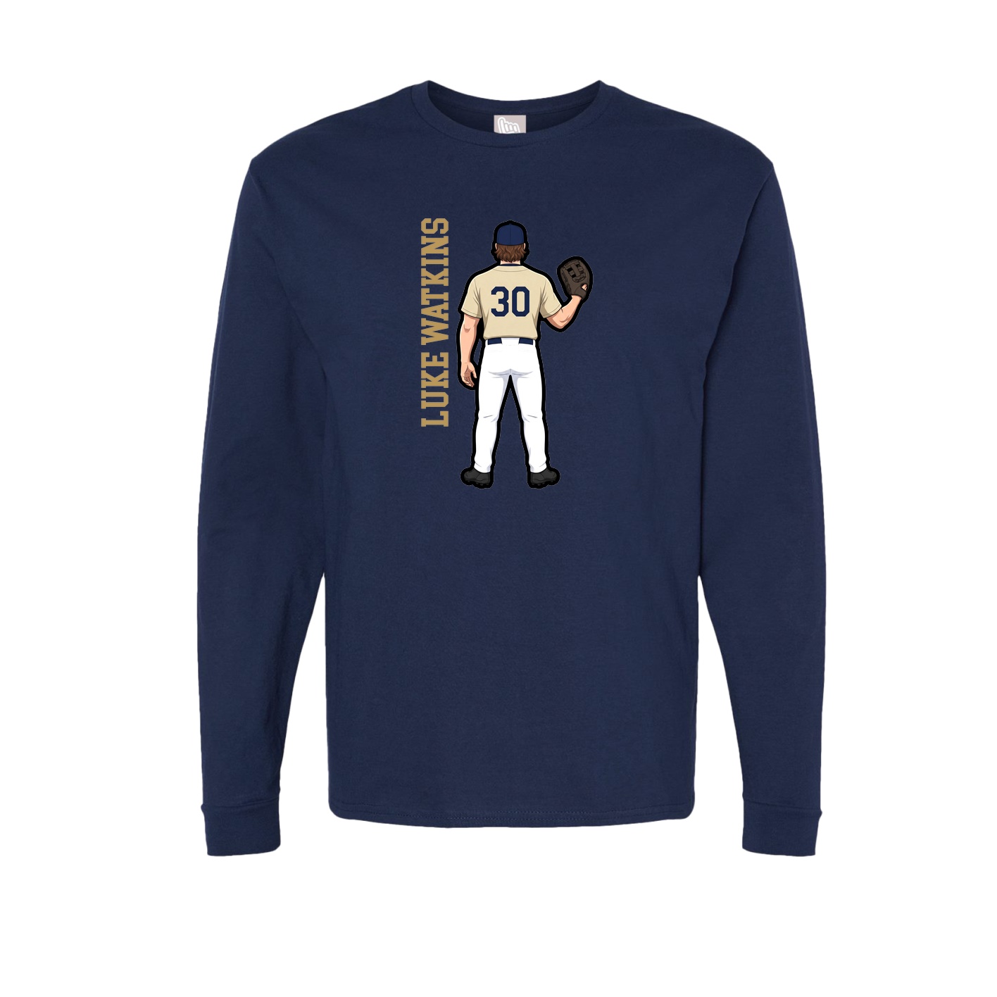 Long Sleeve Tee — Name Vertical in Navy