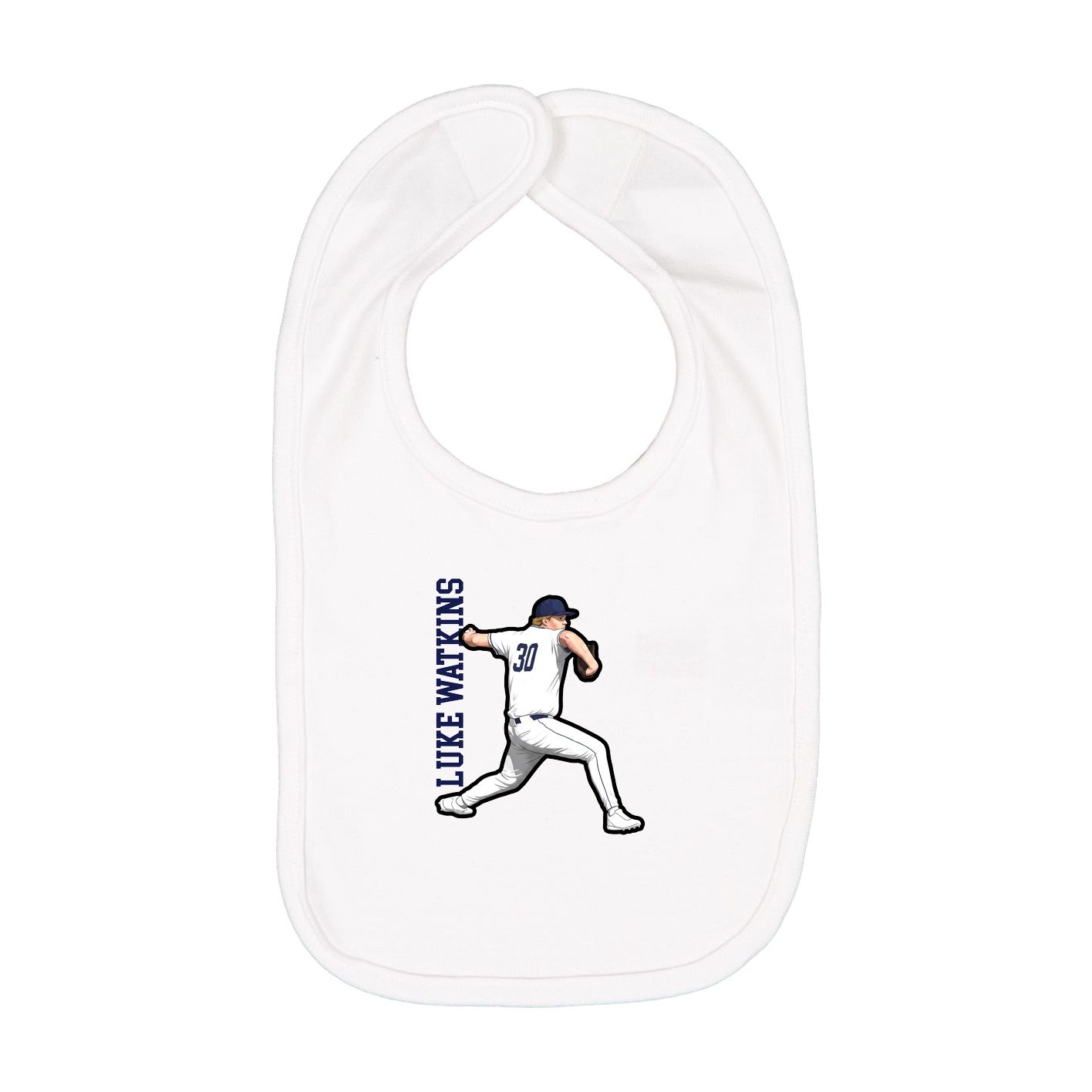 Infant Bib — Name Vertical in White