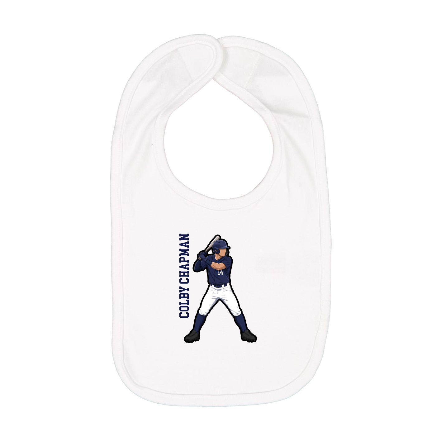 Infant Bib — Name Vertical in White