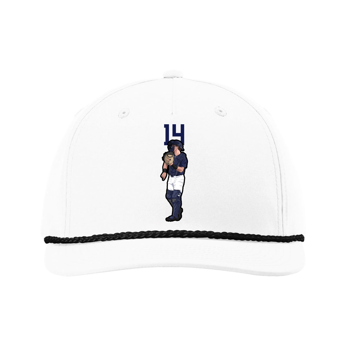 Five-Panel Classic Rope Cap — Number Top in White