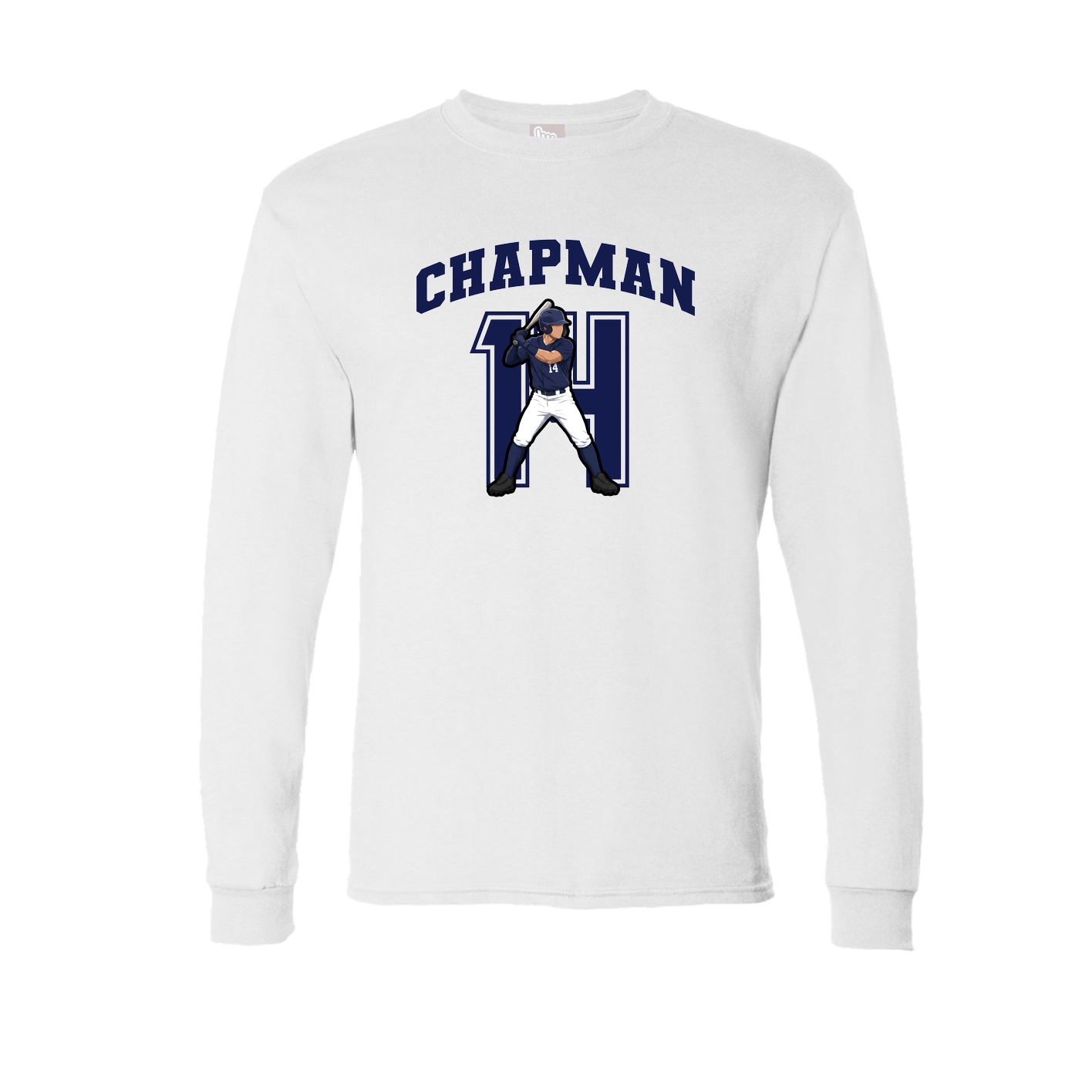 Long Sleeve Tee — Number in White
