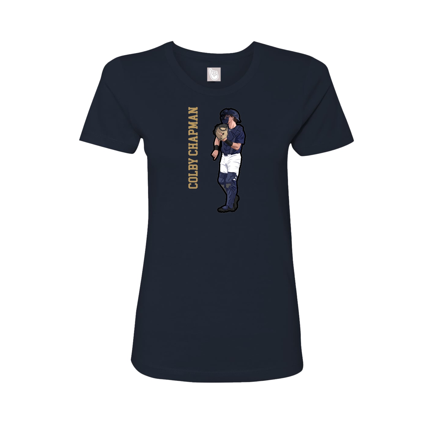 Fitted Women's Tee — Name Vertical in Navy