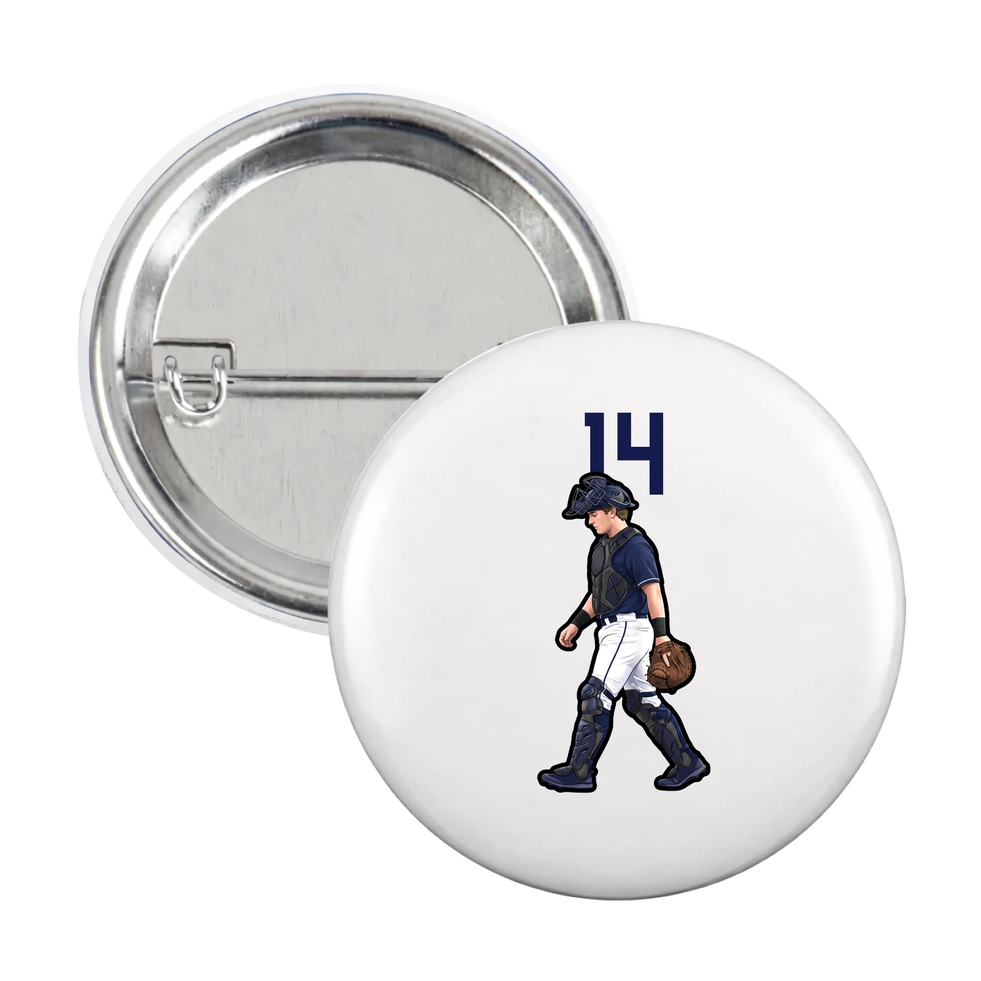 Game Day Button — Number Top in White