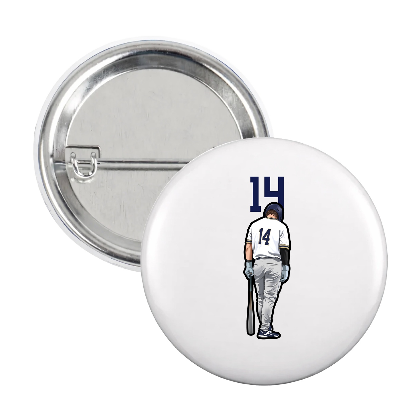 Game Day Button — Number Top in White