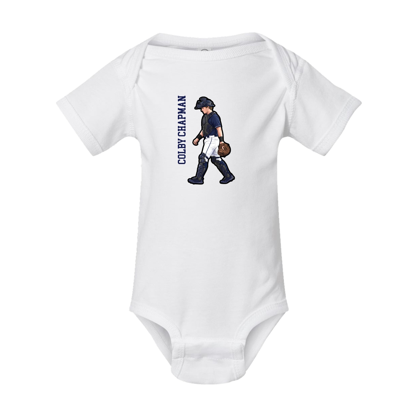 Baby Onesie — Name Vertical in White