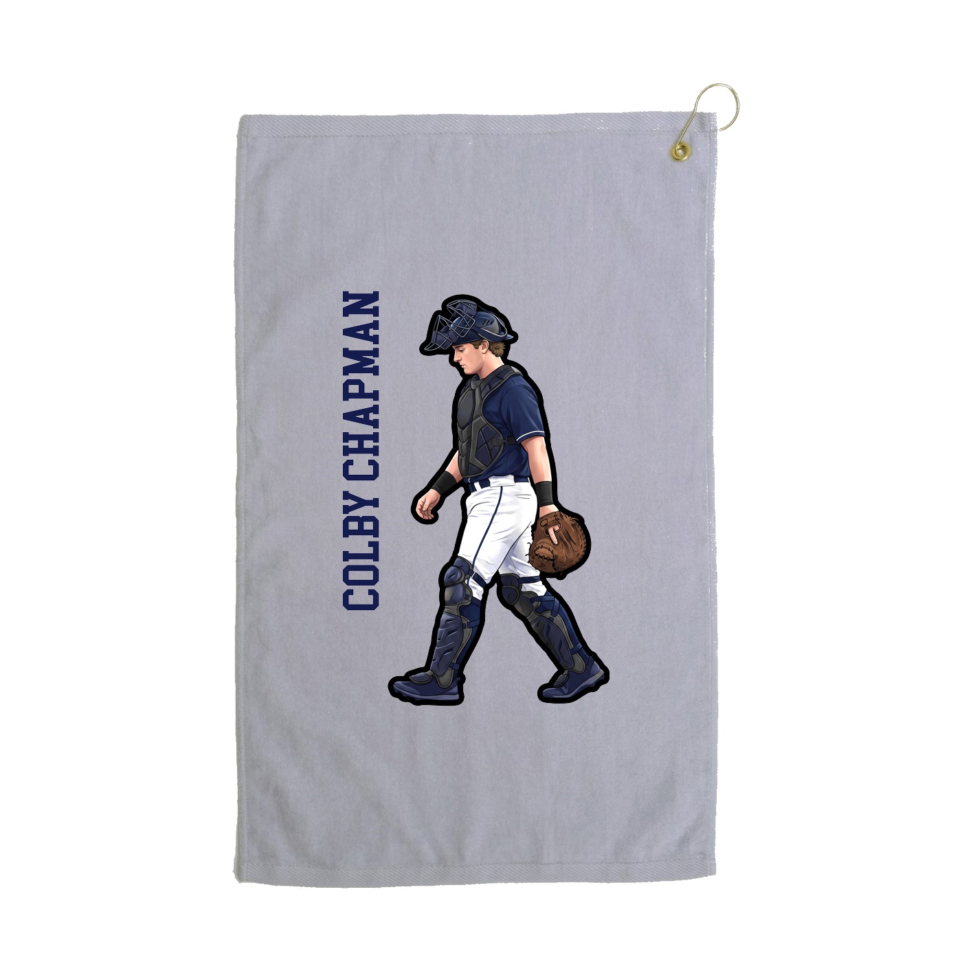 Golf Towel — Name Vertical in Grey