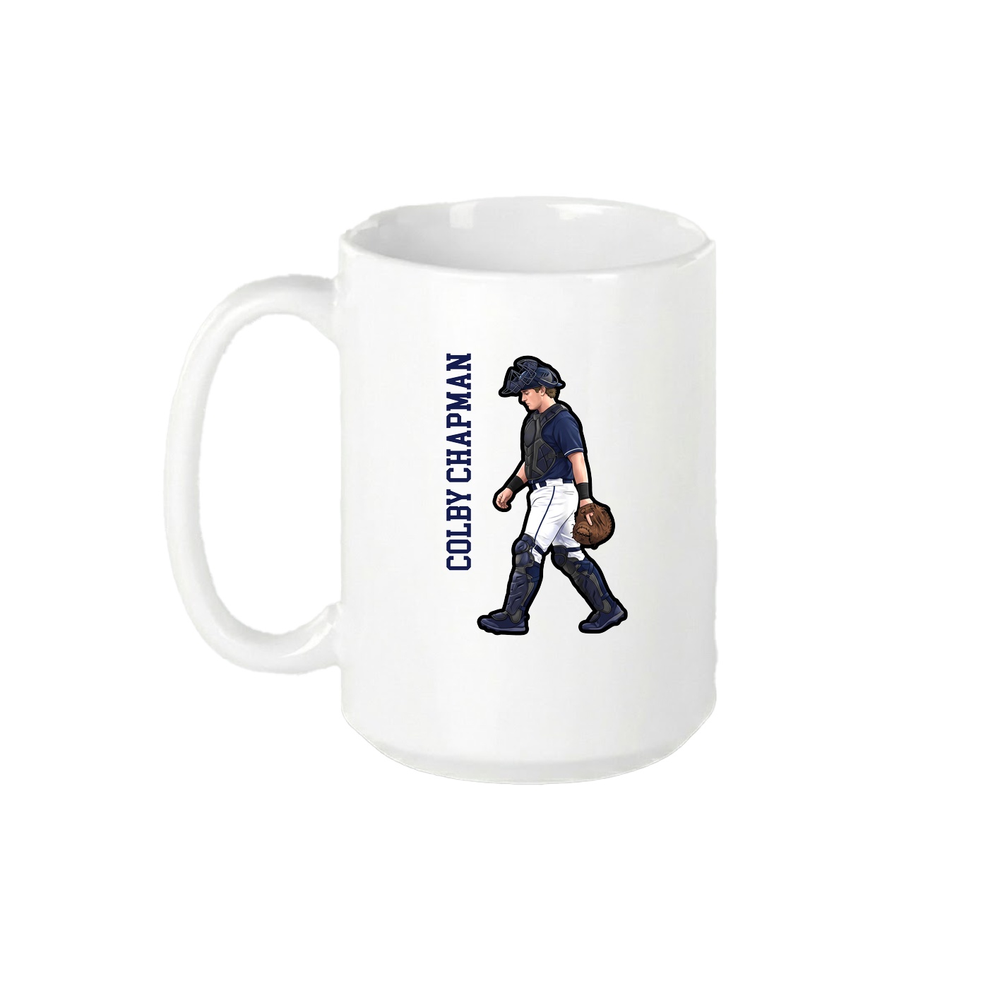 15oz Coffee Mug — Name Vertical in White