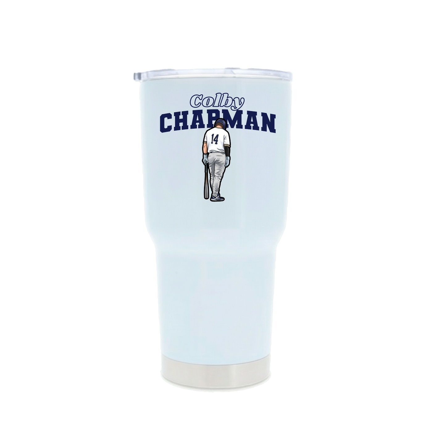 30oz Stainless Steel Tumbler — Name Arch in White