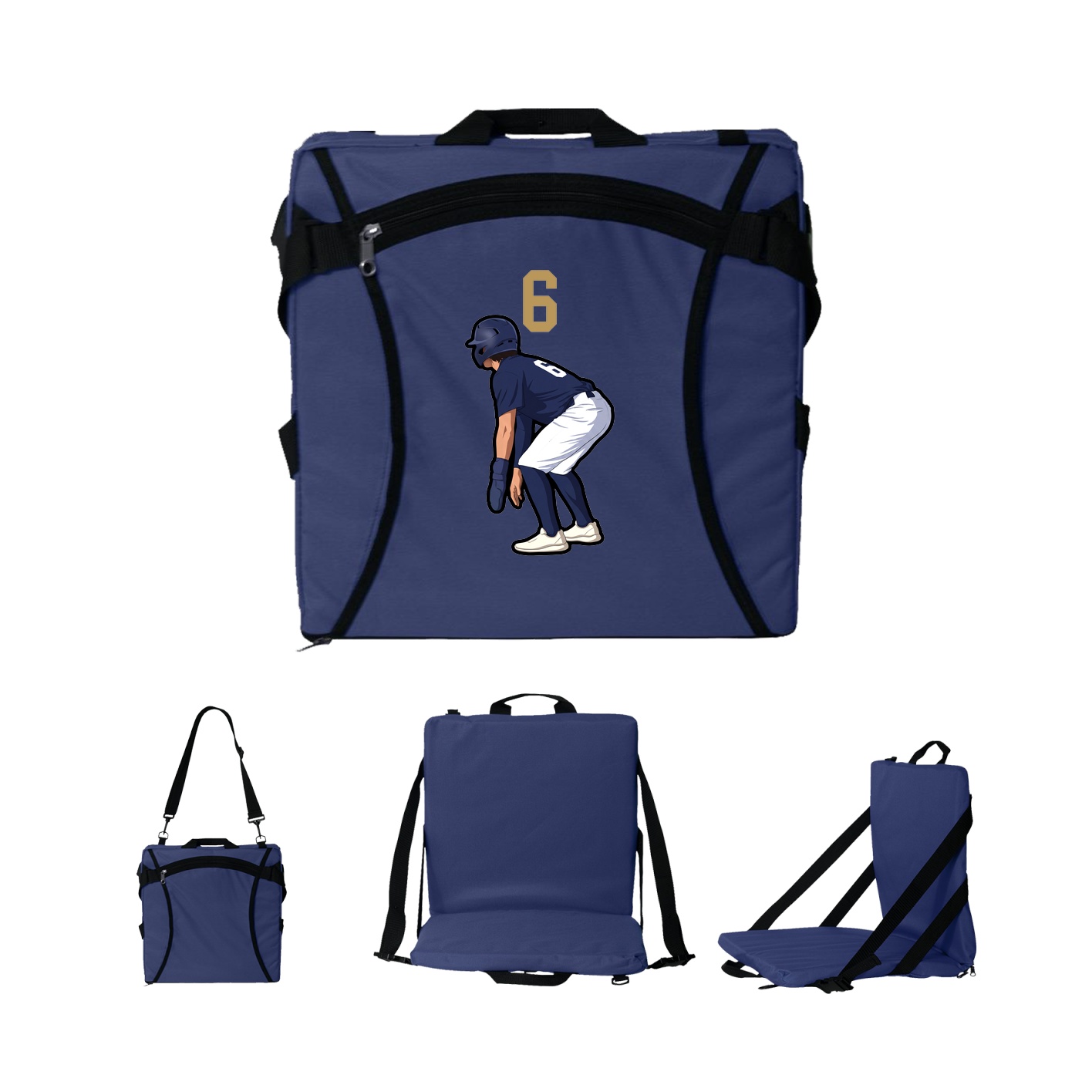 Folding Stadium Seat — Number Top in Navy