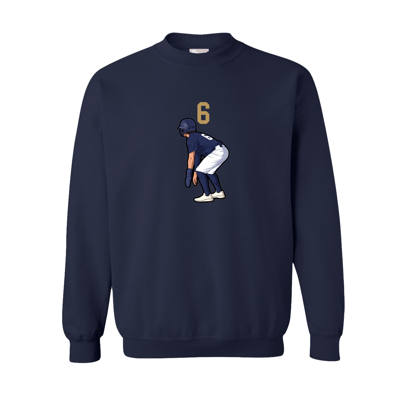 Fleece Crew — Number Top in Navy