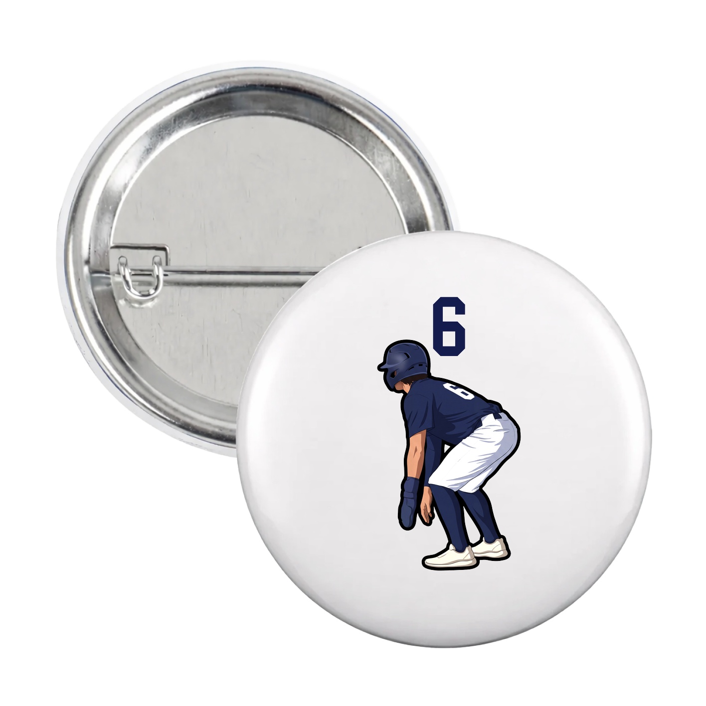 Game Day Button — Number Top in White