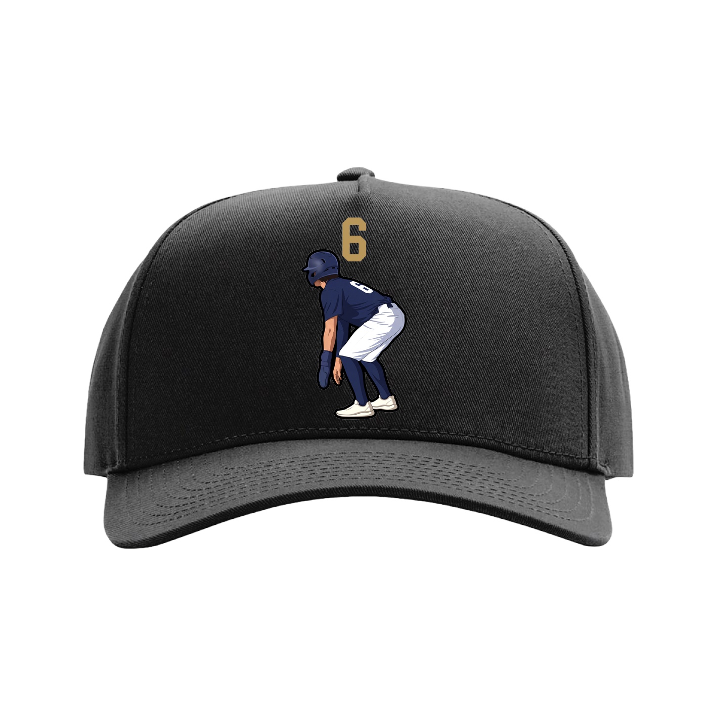 Full Fabric Five-Panel Champ Cap — Number Top in Black