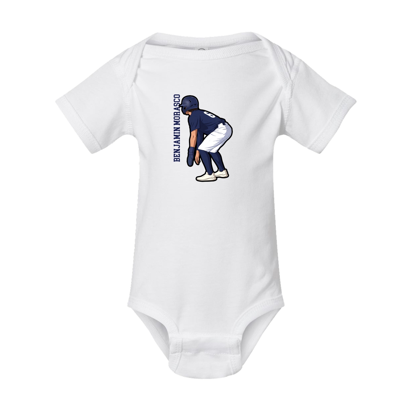 Baby Onesie — Name Vertical in White