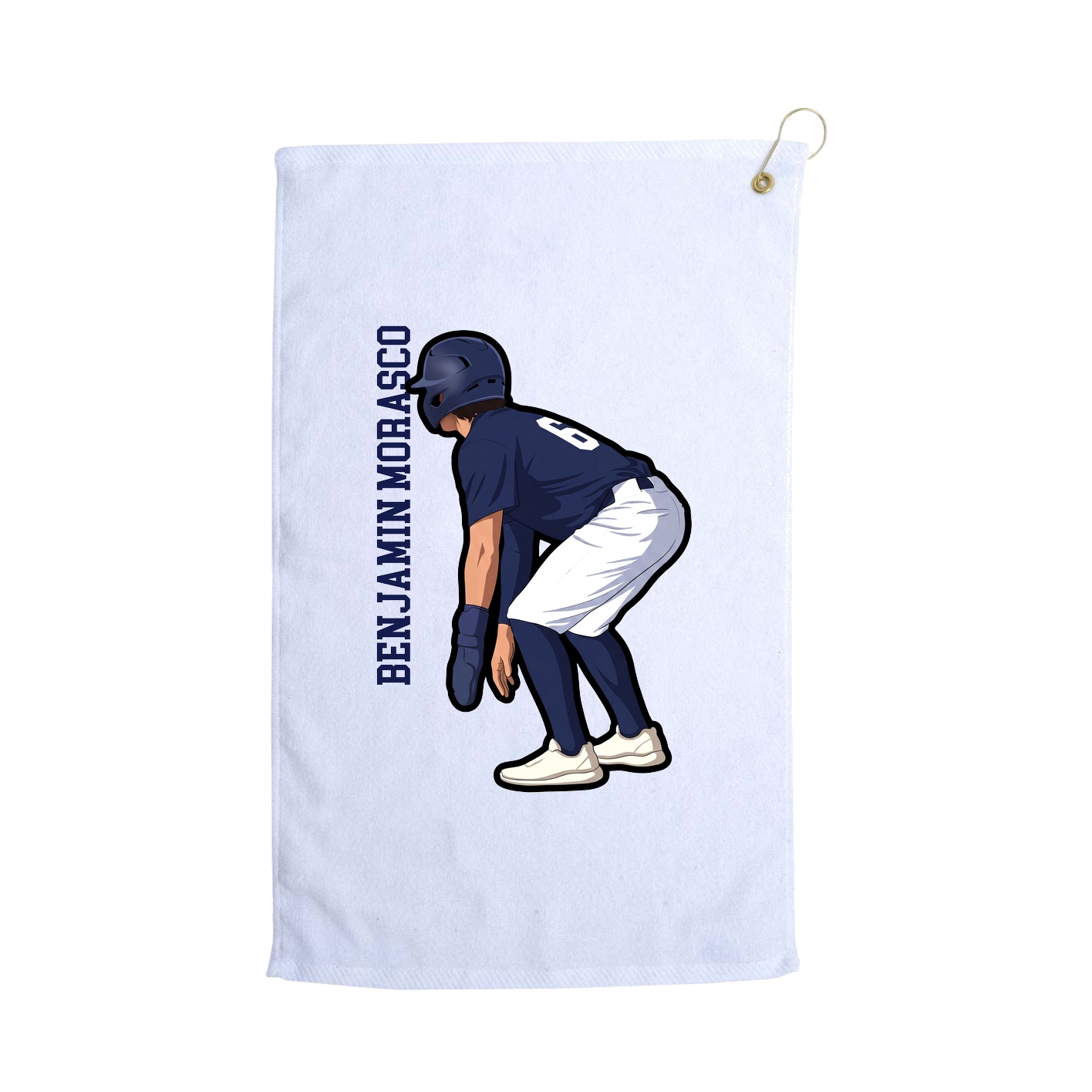 Golf Towel — Name Vertical in White