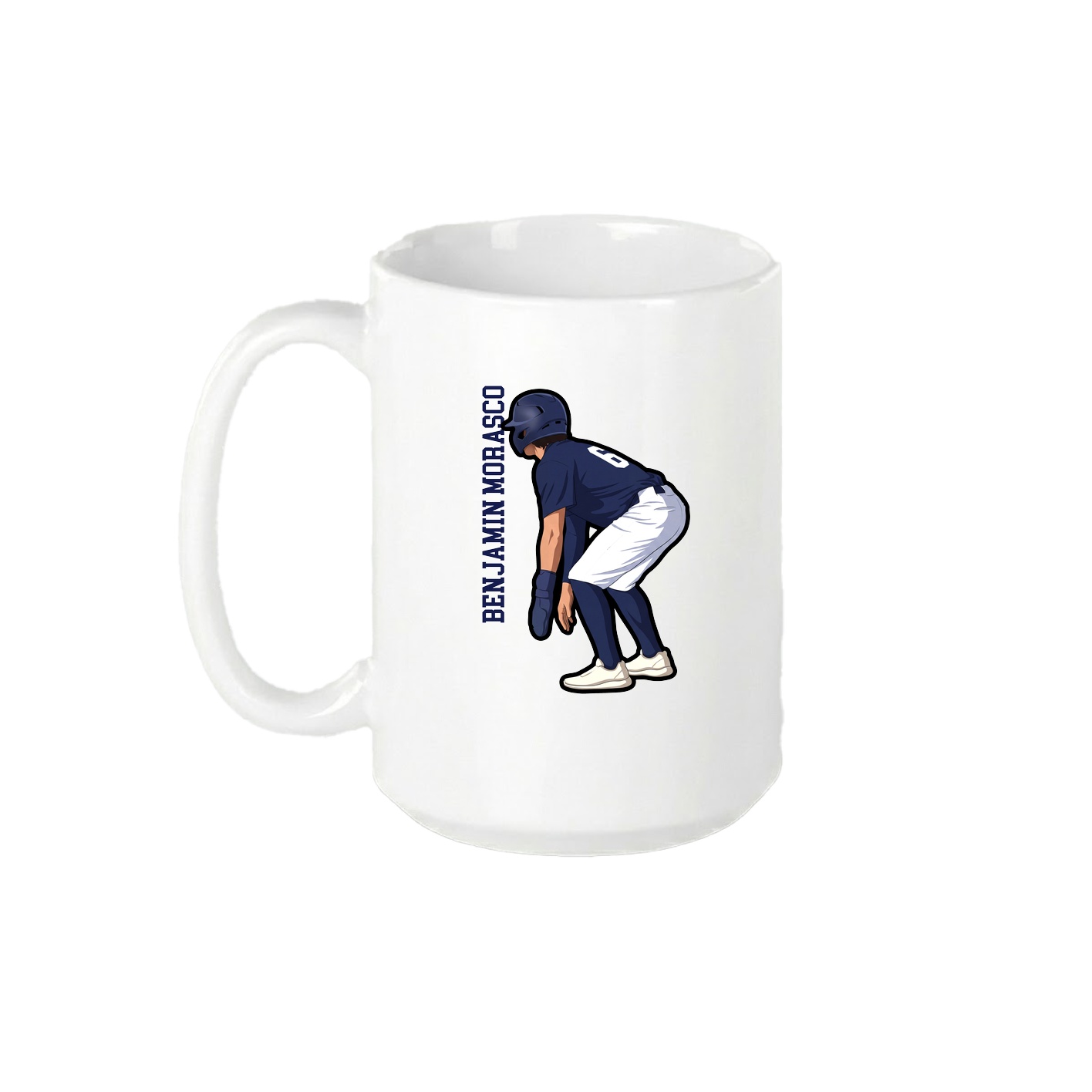 15oz Coffee Mug — Name Vertical in White