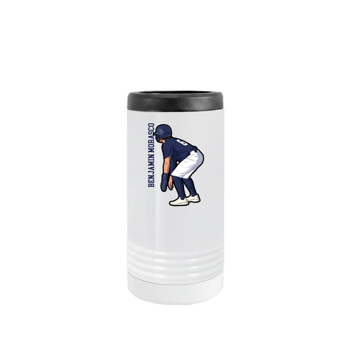 Slim Beverage Holder — Name Vertical in White