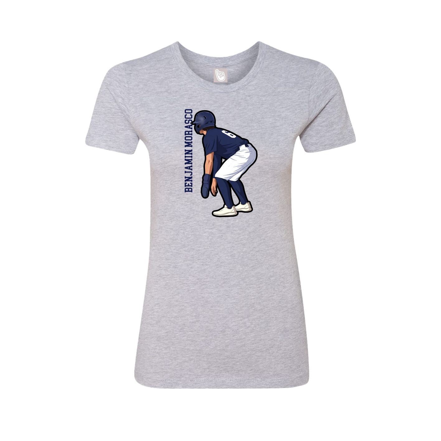 Fitted Women's Tee — Name Vertical in Grey
