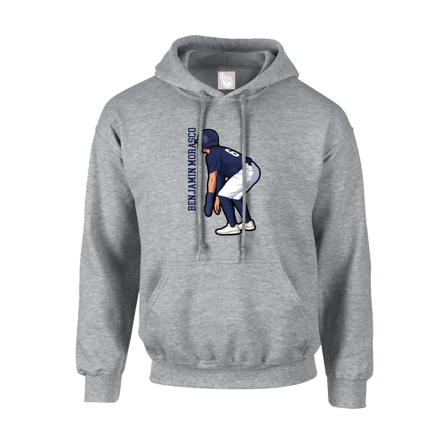 Hoodie — Name Vertical in Grey
