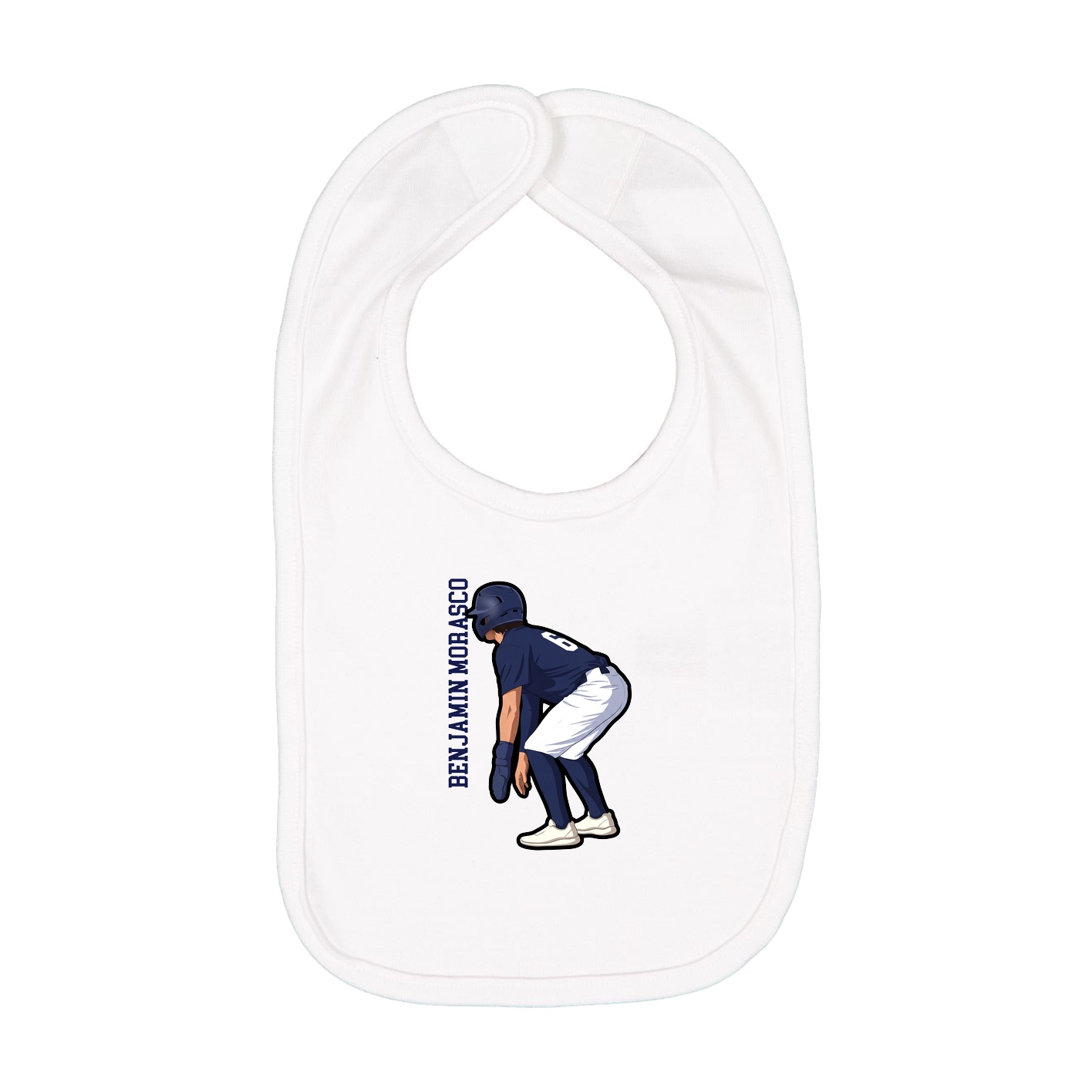 Infant Bib — Name Vertical in White