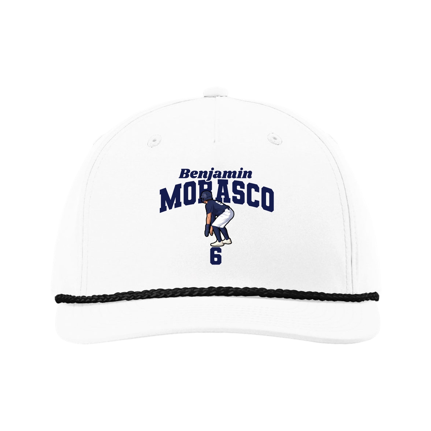 Five-Panel Classic Rope Cap — Signature Arch in White