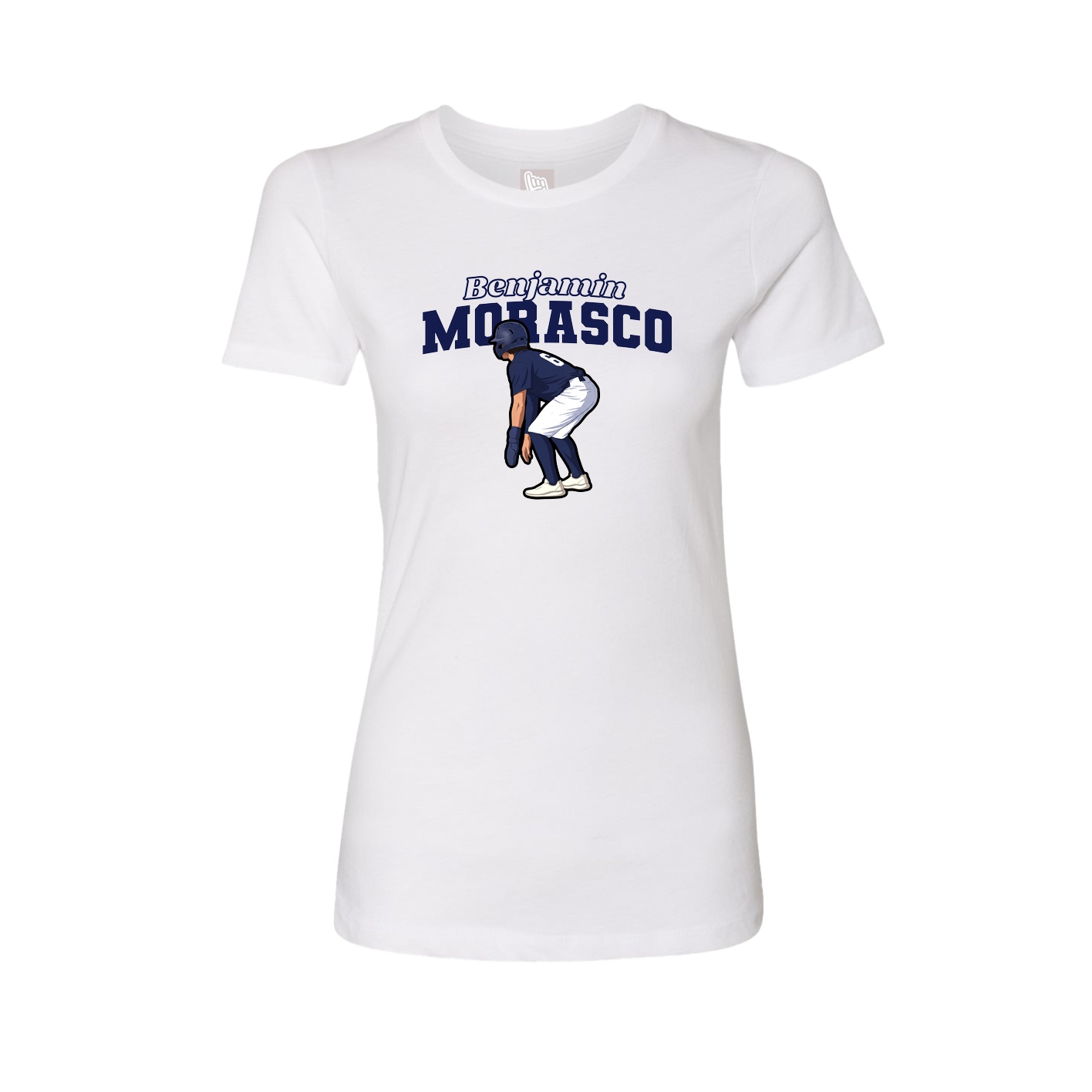 Fitted Women's Tee — Name Arch in White