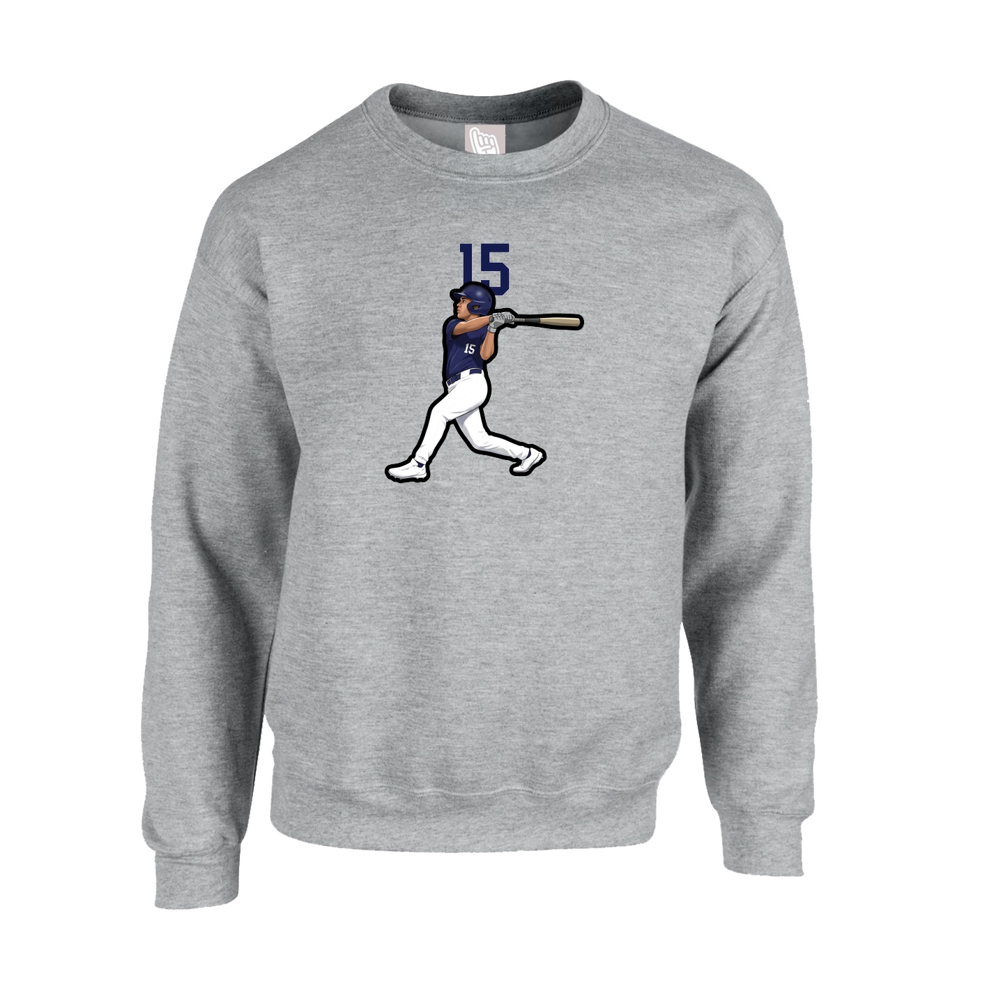 Fleece Crew — Number Top in Grey