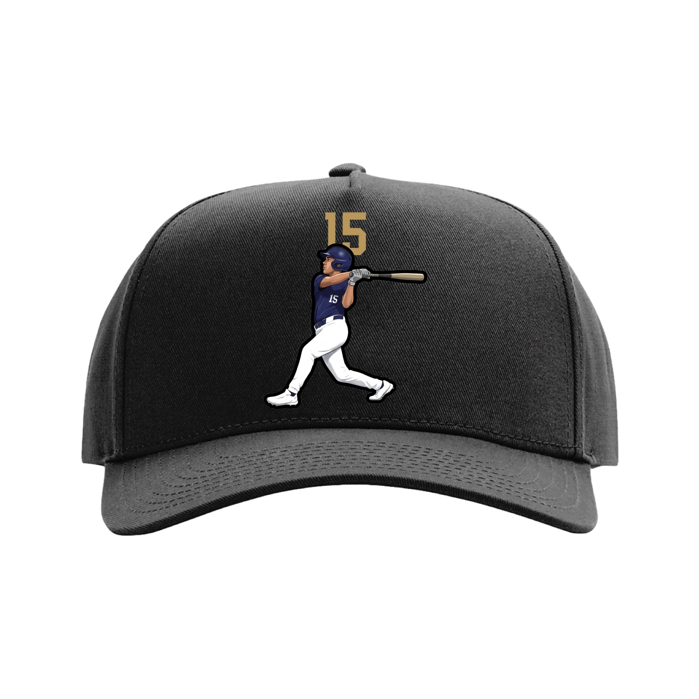 Full Fabric Five-Panel Champ Cap — Number Top in Black