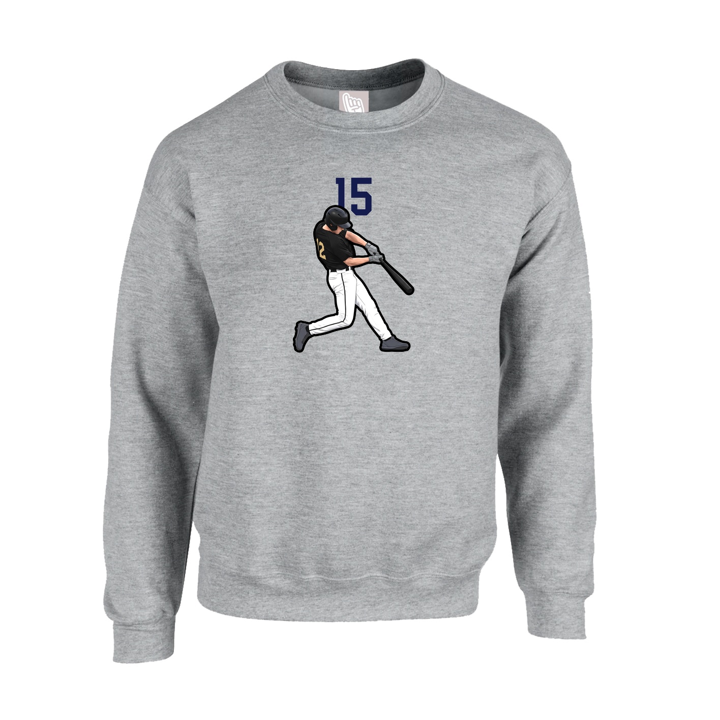 Fleece Crew — Number Top in Grey