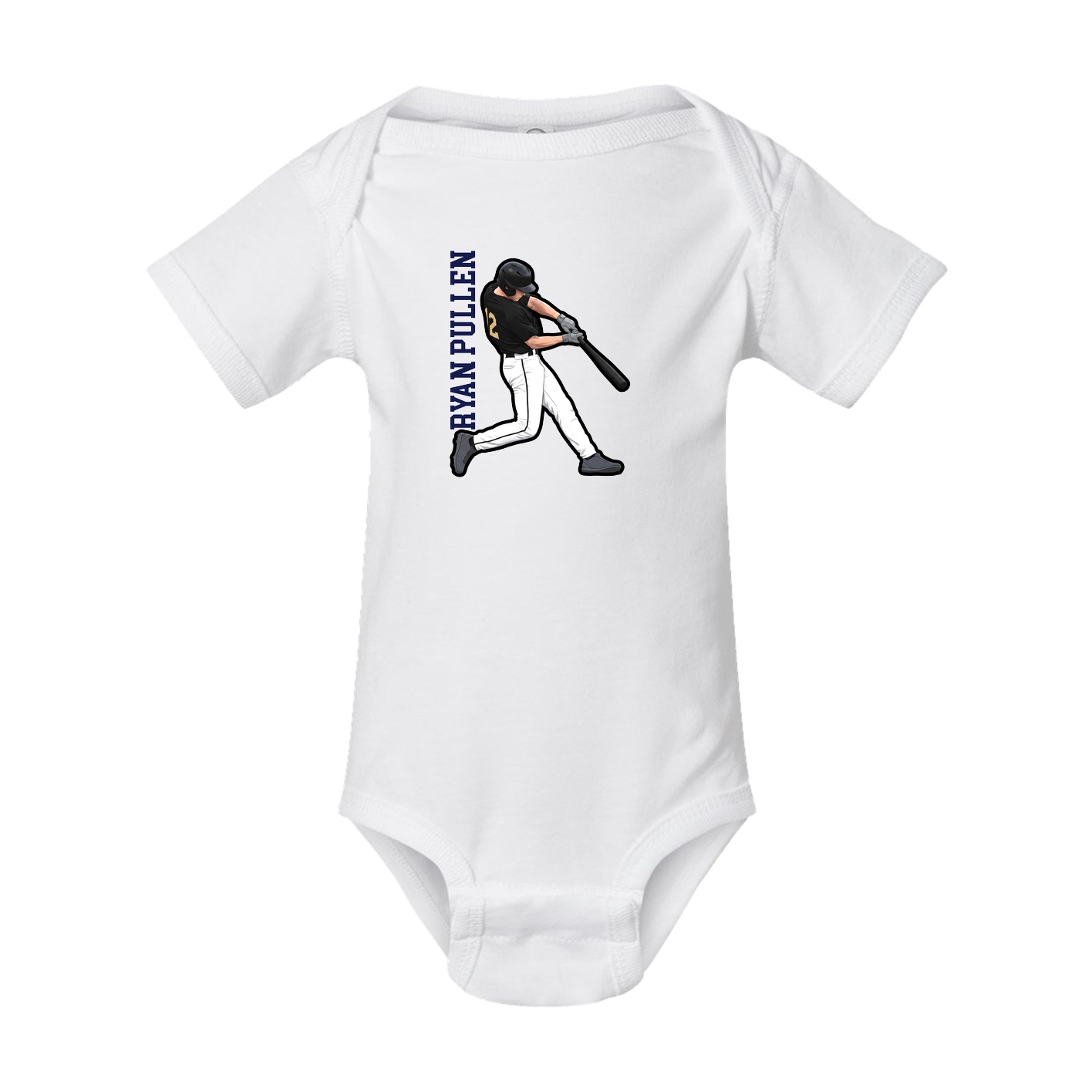 Baby Onesie — Name Vertical in White