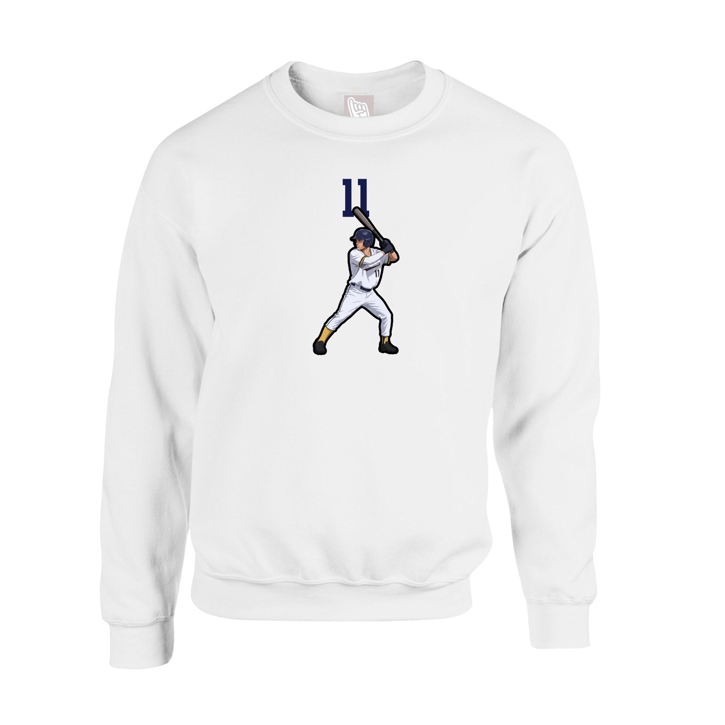 Fleece Crew — Number Top in White
