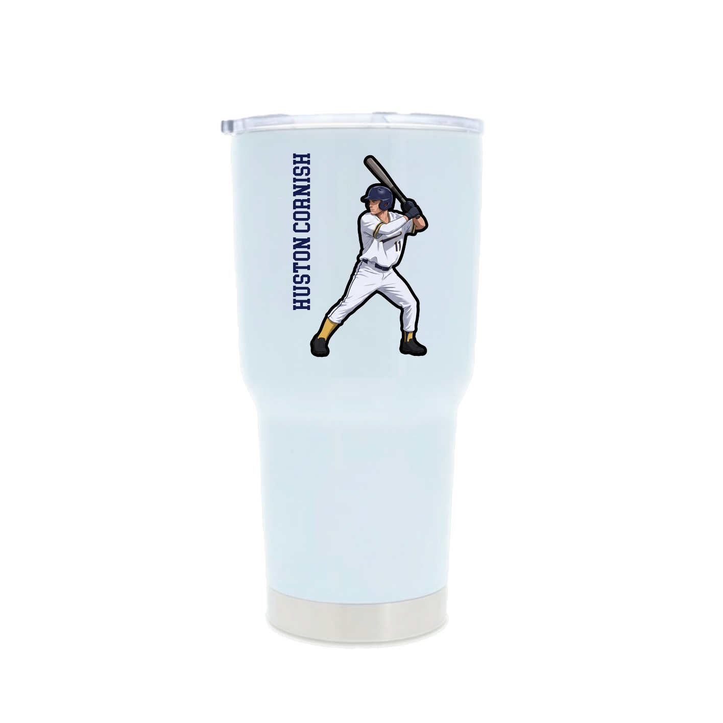 30oz Stainless Steel Tumbler — Name Vertical in White