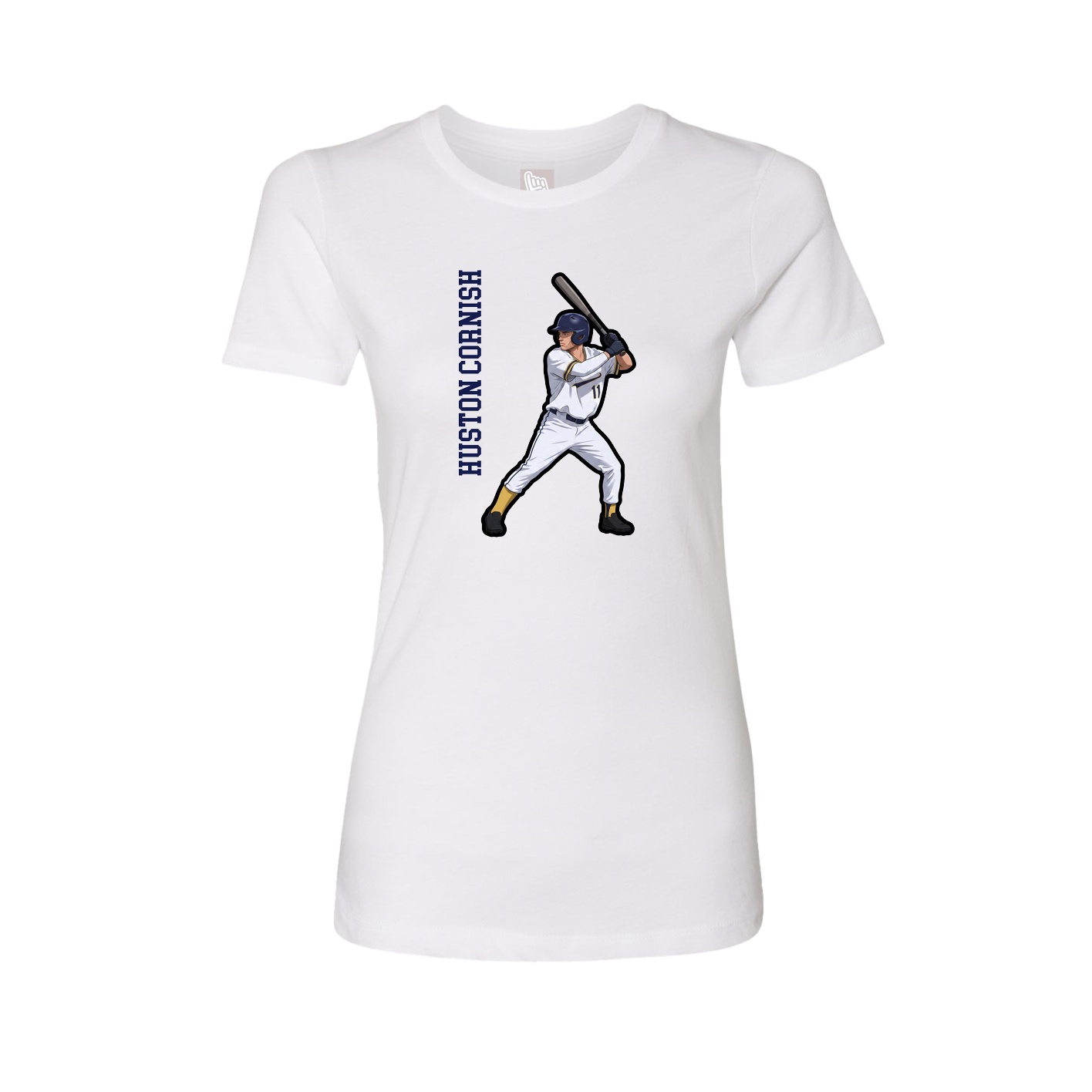 Fitted Women's Tee — Name Vertical in White